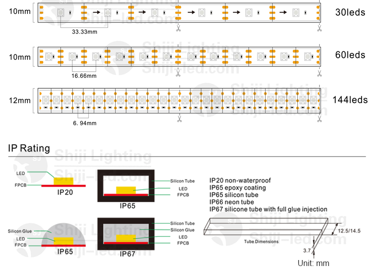 S60102 Led Color Code Waterproof 5V SK6812 SMD5050 10mm PCB RGB Led Strip 60Leds/m Strip ...