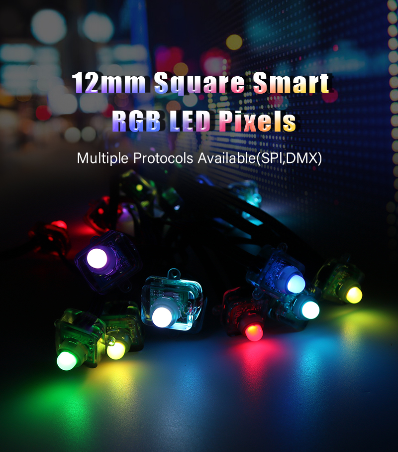 Rgb Led Point Light Waterproof 5V 12V String Light Point Lighting 12mm RGB Square Smart LED ...