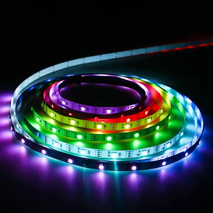 12V Addressable RGB 5050 SMD LED Strip Light 60 Pixels Black PCB IP676820 Continuous Mode Controller DC12V 8208 IC Break-point-1