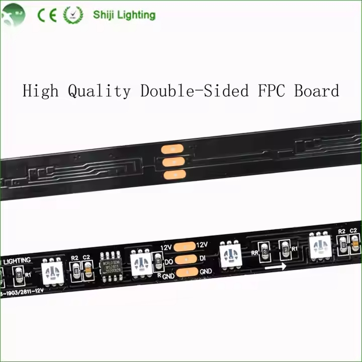 DC12V 5mm Width Form LED Flexible Strips, 48 Pcs LEDsm SMD 5050 RGB LED Strip Lighting-2