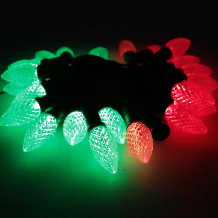 SHIJI Permanent Christmas Lights C9 Digital Bullet Head Shell Christmas RGB LED Light String for Decorative DC5V