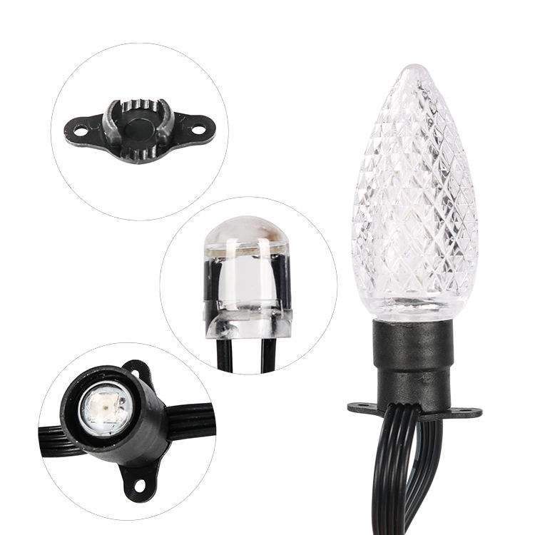 DC5V12V Permanent Christmas Lights C7 C9 Digital Bullet Head Shell Christmas RGB LED Pixel Light String for Decorative 6