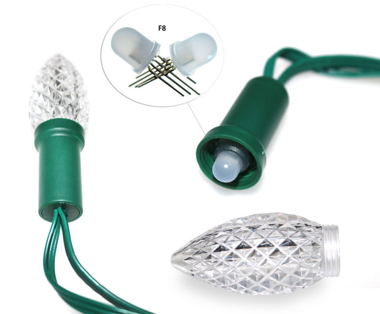 Permanent Christmas Lights C7 C9 Digital Bullet Head Shell Christmas RGB LED Light String for Decorative DC5V12V 4